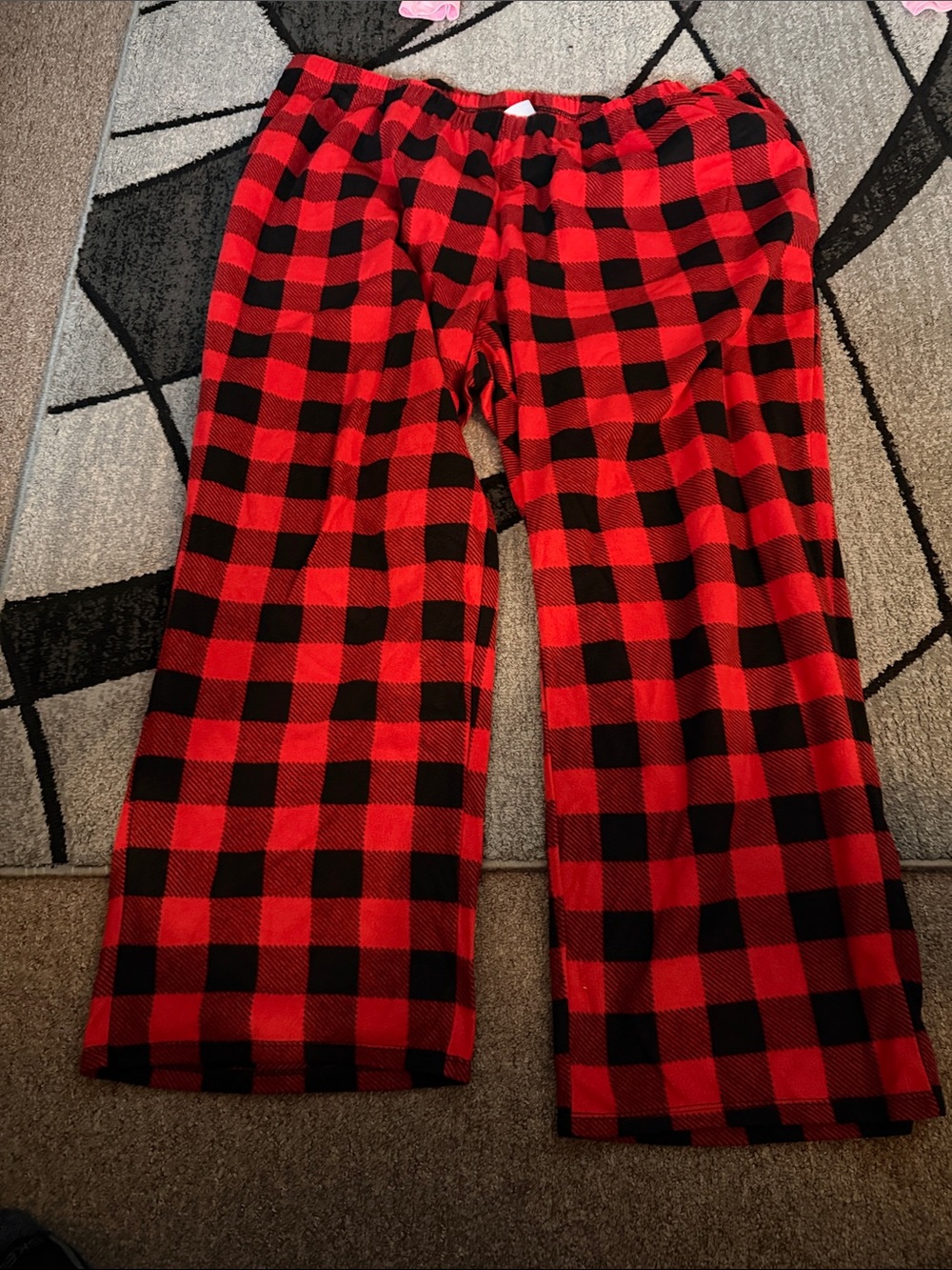 WONDERLAND Red and Black Buffalo Plaid Wide Leg Pants